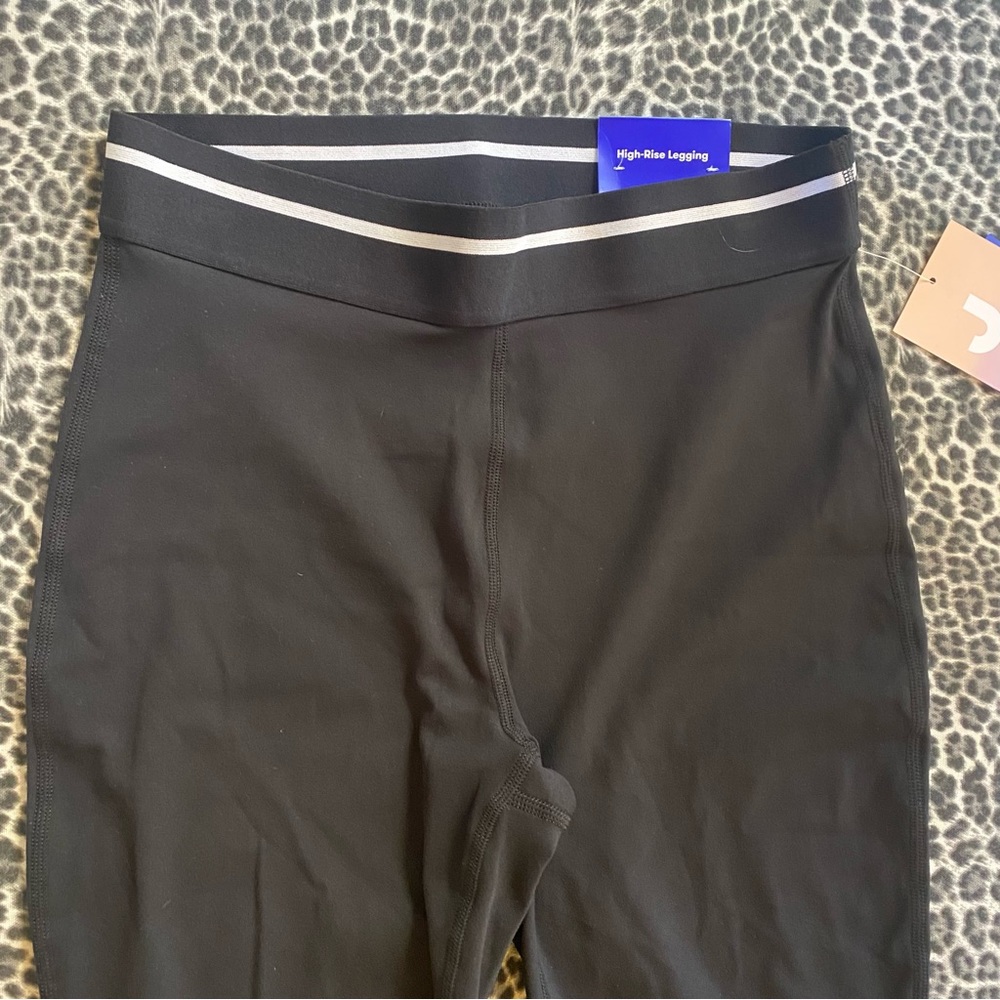High-Rise Split Flare High Rise Leggings Striped Waistband Joy Lab Black NWT - Picture 8 of 8